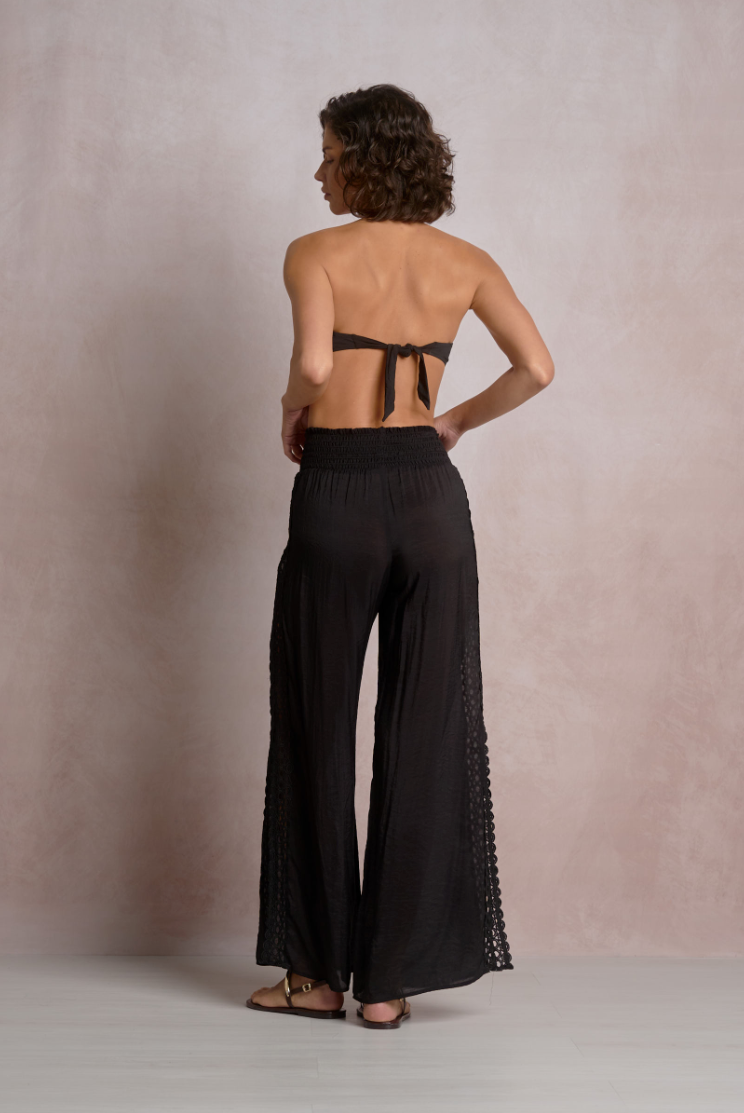 Elan Open Embroidered Pants with Side Slits