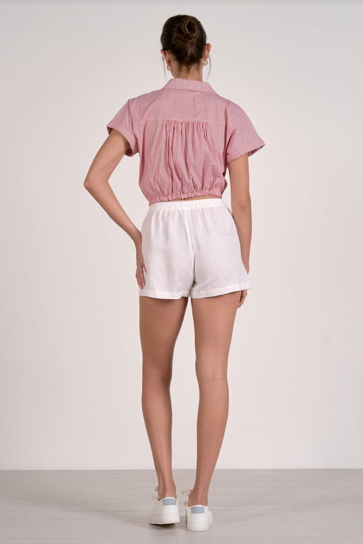 Elan Short Sleeve Button Down Top