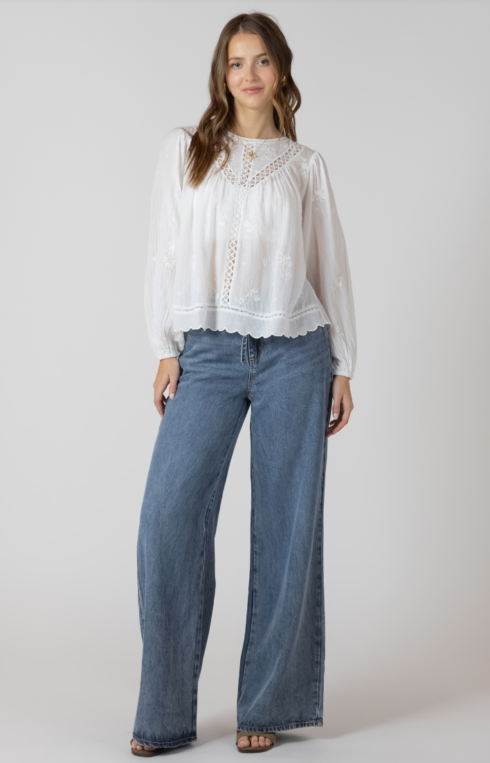 Dex Crochet Detail Embroidered Blouse