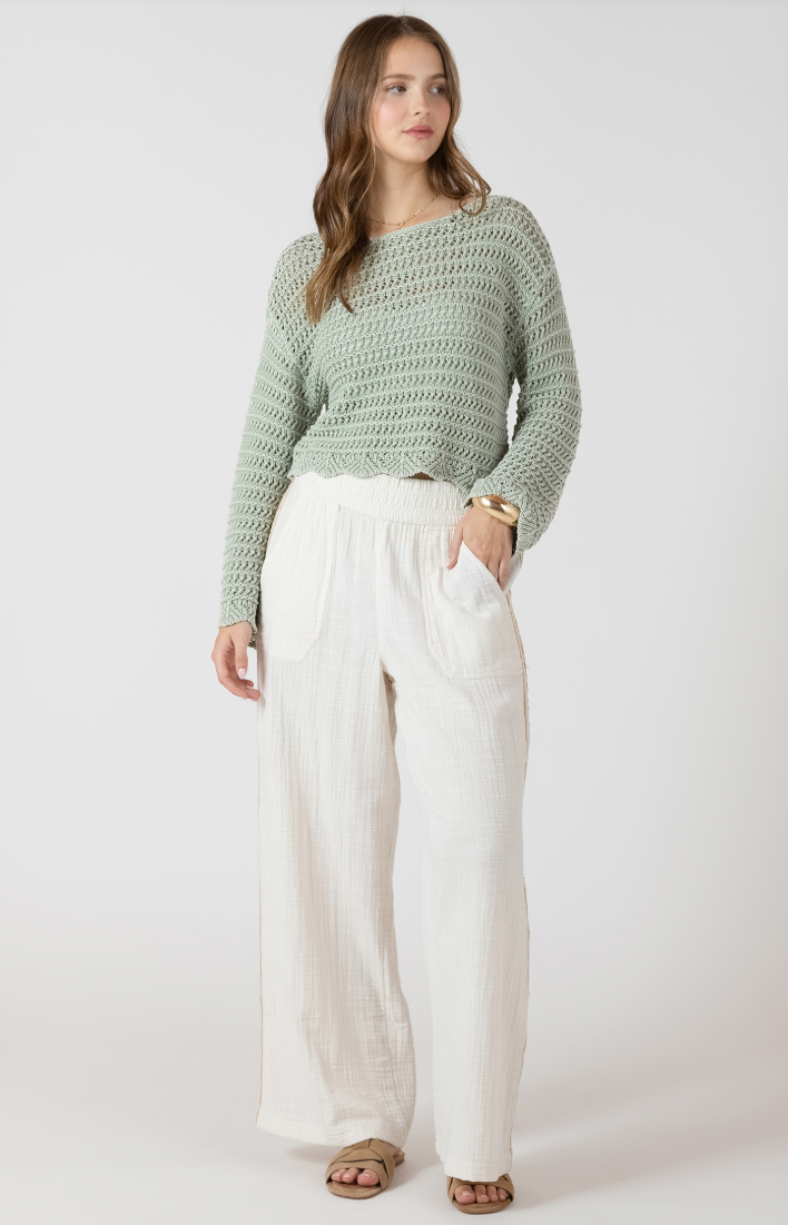 Dex Crochet Trim Wide Leg Pants