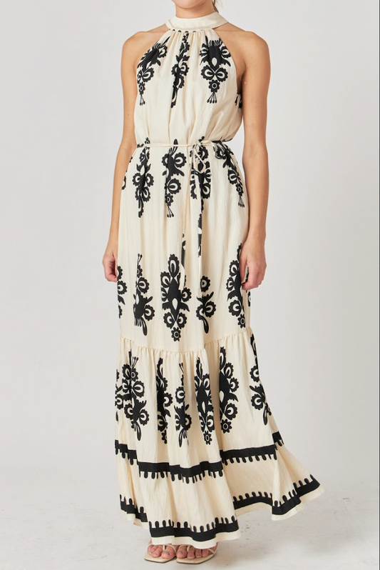 Printed Collared Midi Dress