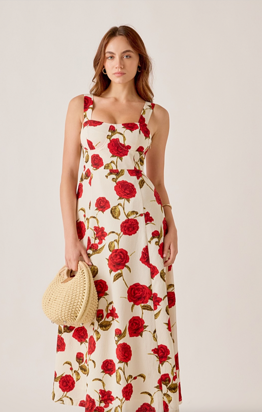 Rose Print Maxi Dress