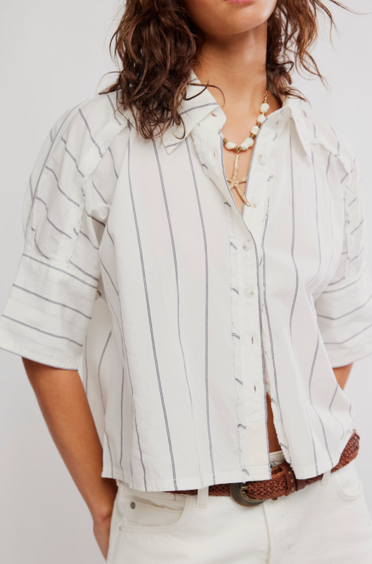 Free People Seaside Cotton Stripe Shirt