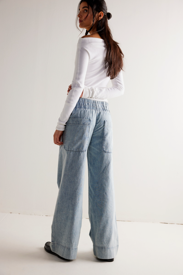 Free People Breezy Denim Pull On Pant