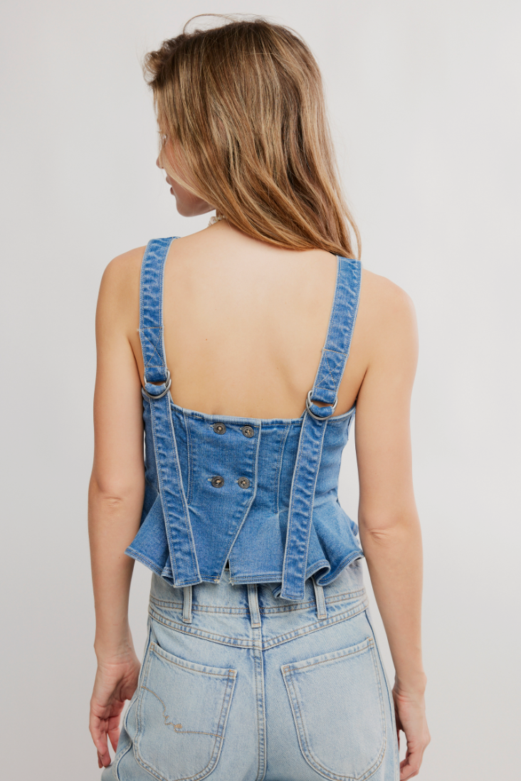 Free People Sunfaded Denim Top