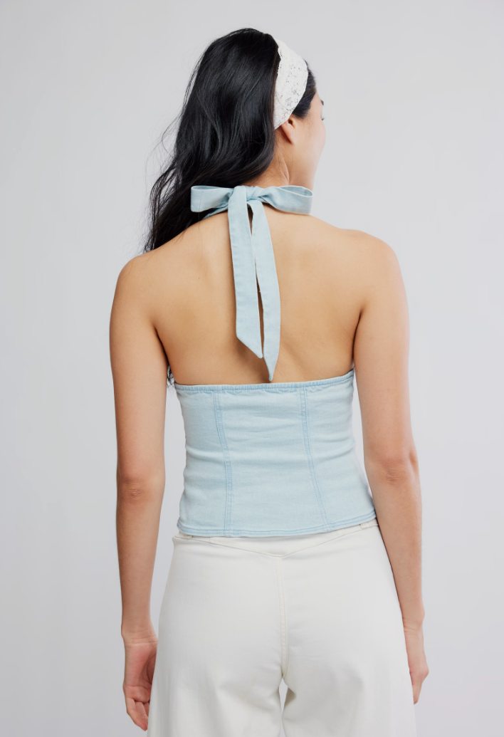 Free People Ramona Denim Halter Top