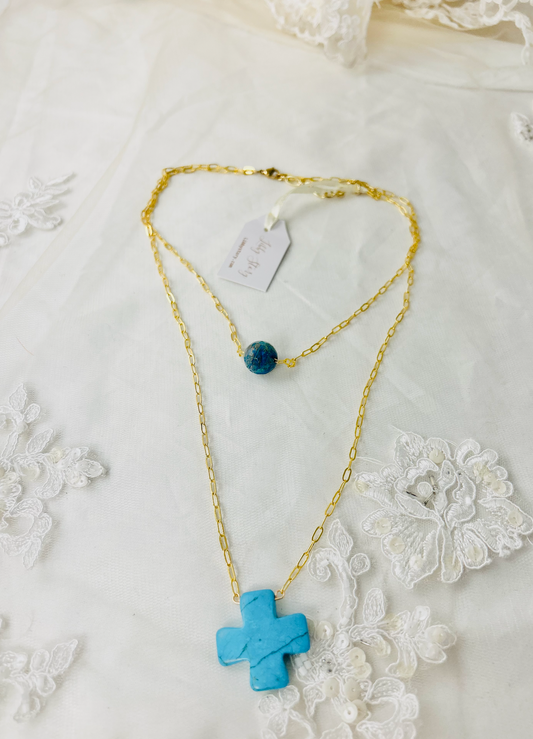 Double strand Cross Necklace