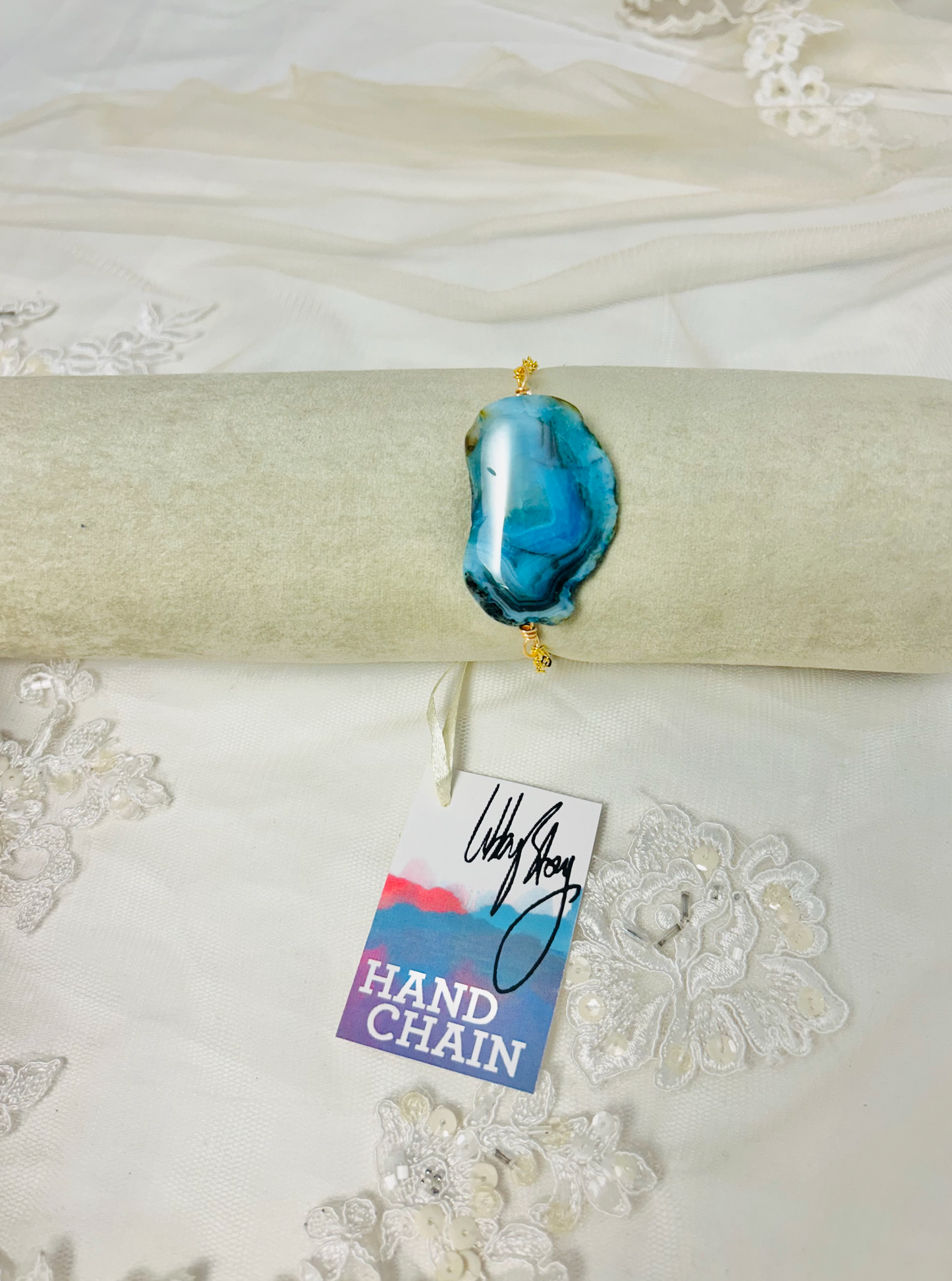 OOAK Hand chain or Bracelet w/ Agate Stone