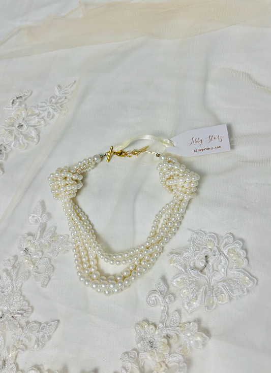 OOAK Knotted Vintage Glass Pearl Choker