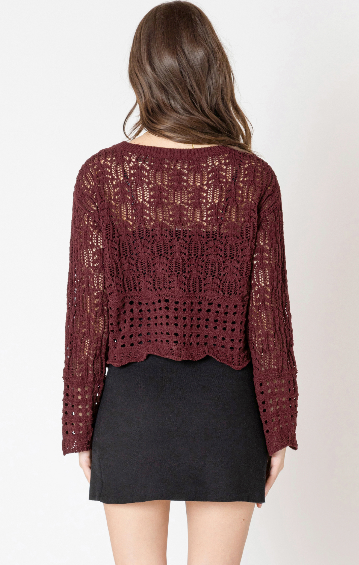 Dex OPEN STITCH WAVY HEM SWEATER