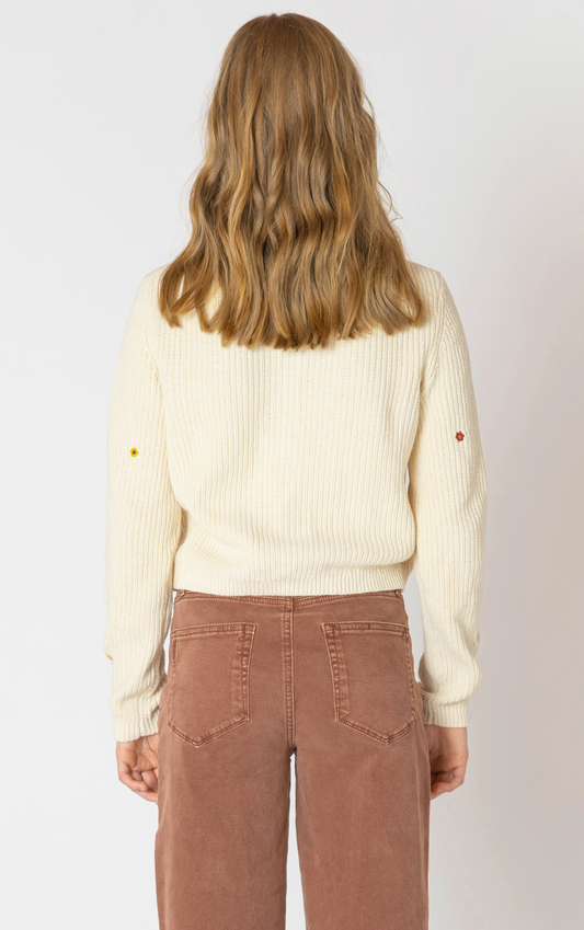 Dex EMBROIDERED CREWNECK CARDIGAN