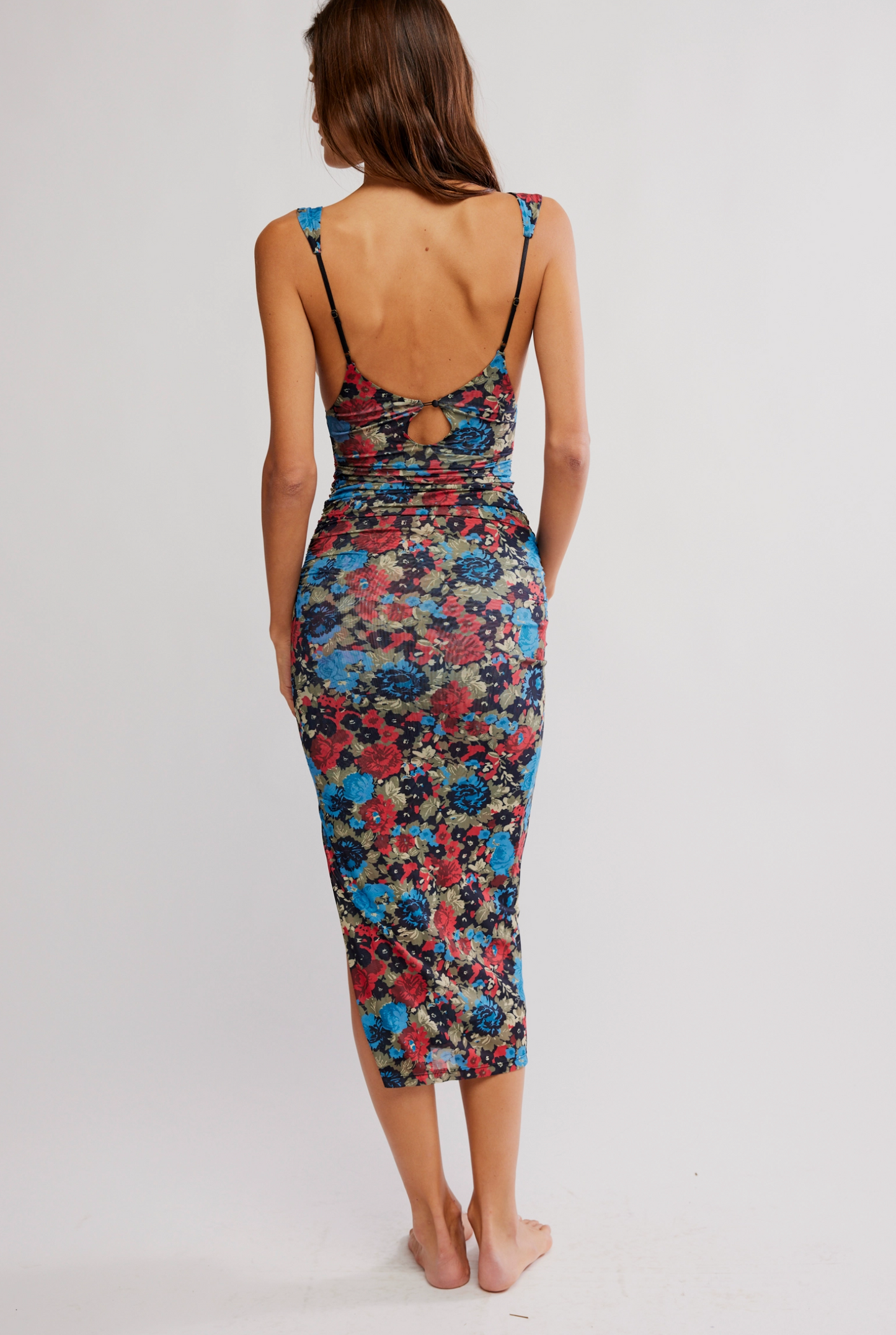 Free People Long Live Printed Mesh Midi Slip Dress