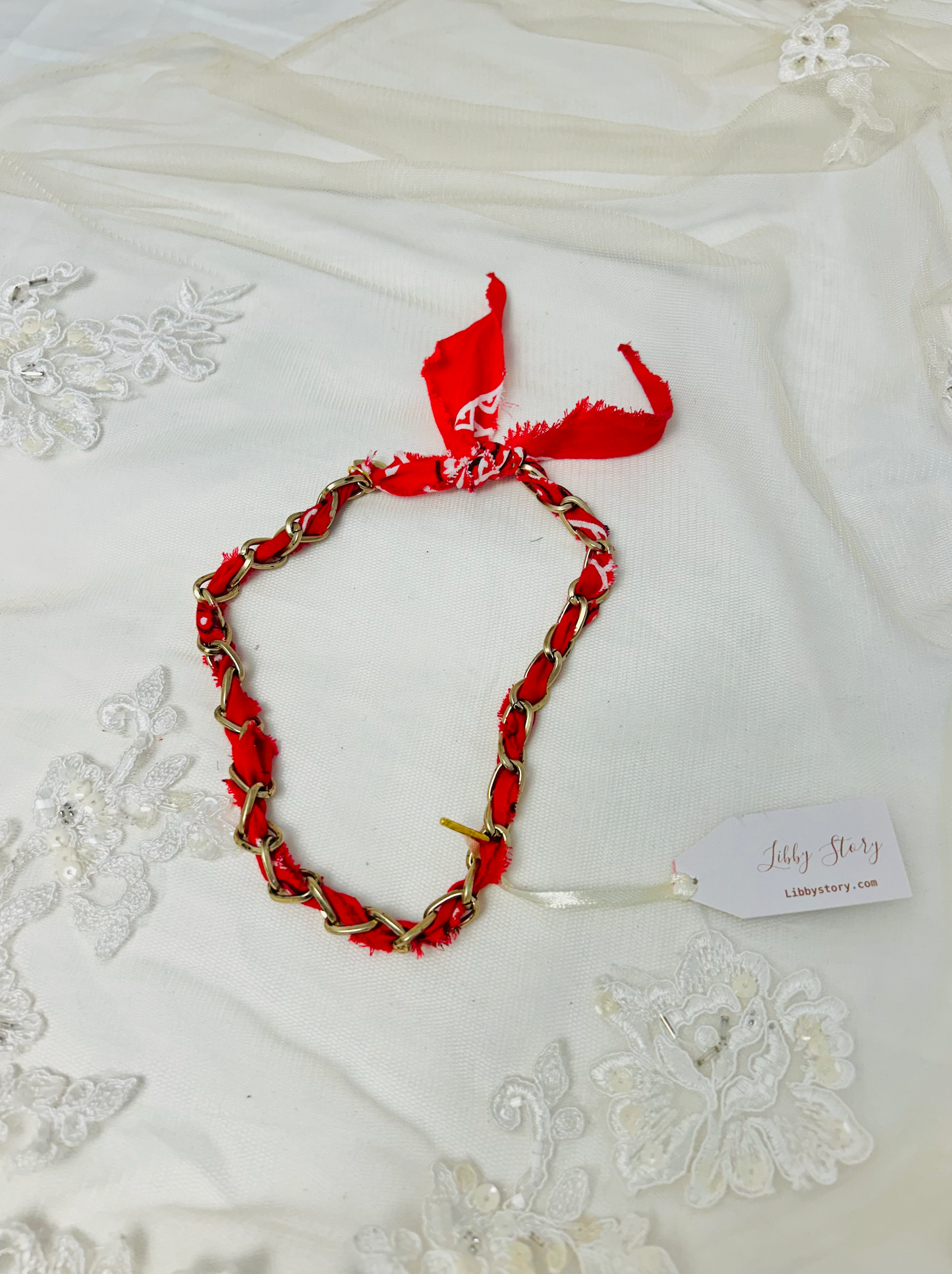 OOAK Handmade Bandana and Chain Necklace