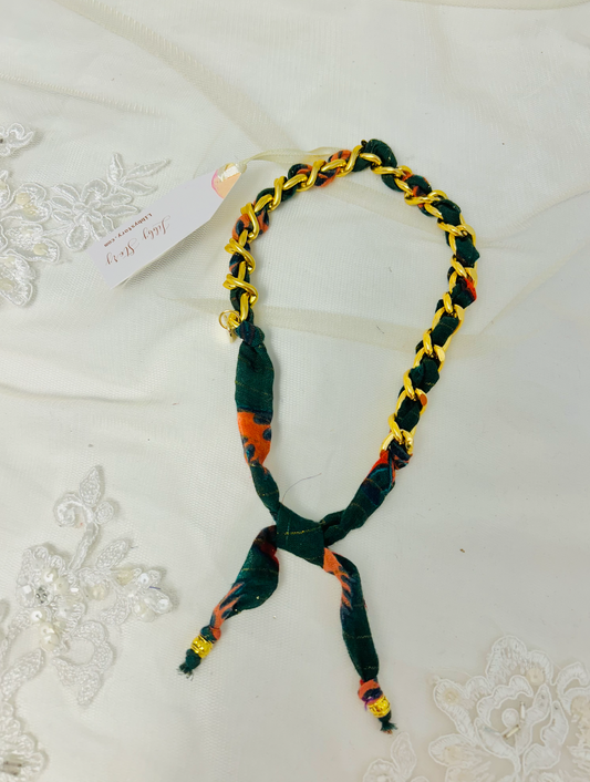 OOAK Vintage Fabric and Charm Necklace or Bracelet