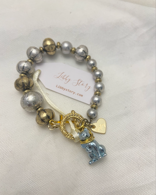 OOAK Vintage Cat Charm Bracelet