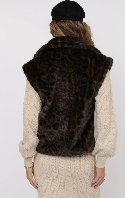 Sage the Label Waverly Leopard Faux Fur Oversized Vest