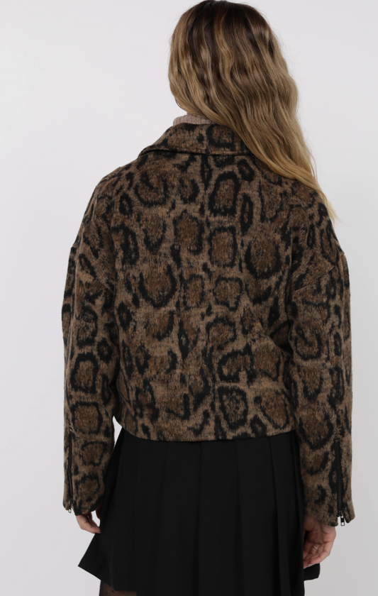 Sage the label Strada Brushed Vegan Leopard Oversized Jacket