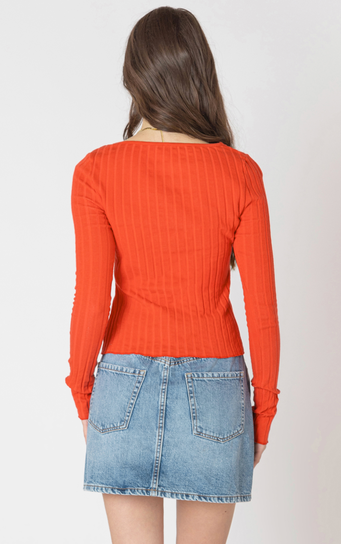 Dex RIBBED BUTTON FRONT TOP