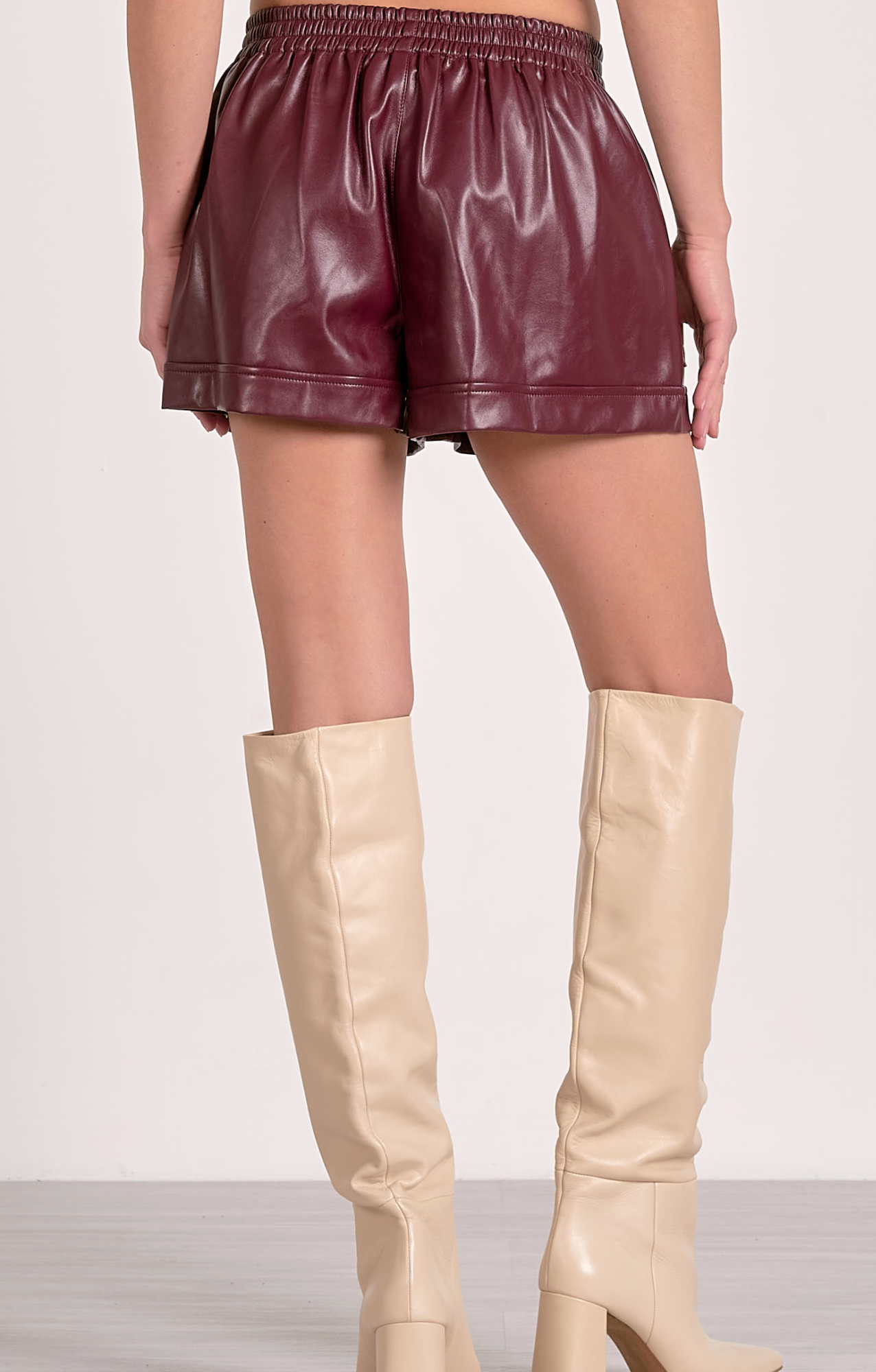 Elan Leather Elastic Waistband Shorts