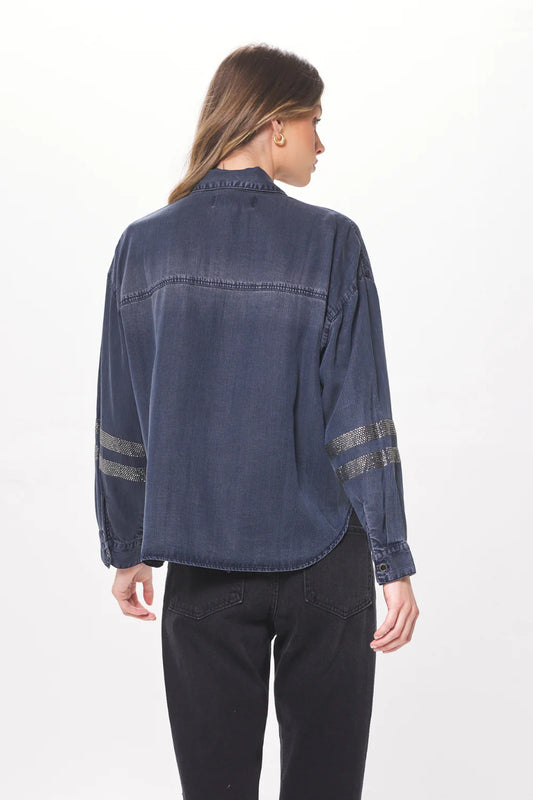 Vintage Havana Rhinestone Detail Button Up Shirt