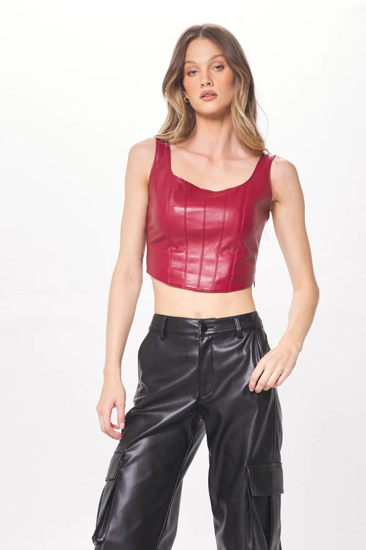Vintage Havana Faux Leather Corset Top