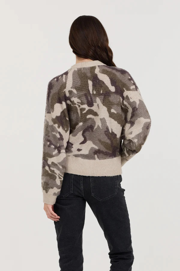 Vintage Havana Camo Zip Up Sweater