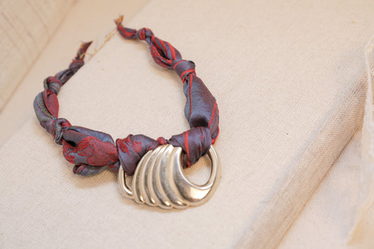 Vintage Silk Scarf & Charm Necklace | One-of-a-Kind