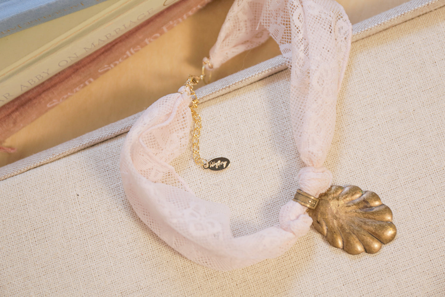 Seashell Spoon Fabric Necklace | One-of-a-Kind