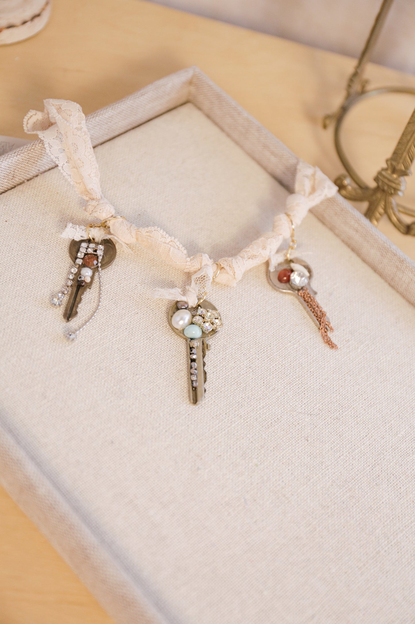 Embellished Vintage Key Lace Necklace | One-of-a-Kind