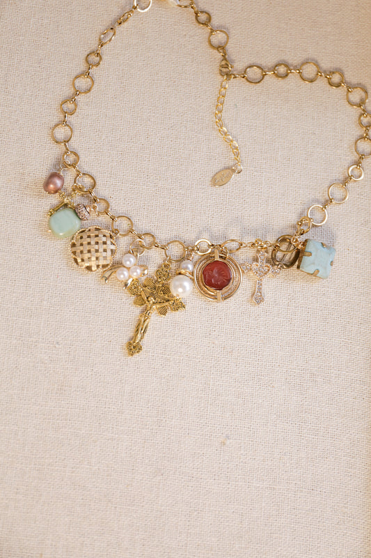 Connie Vintage Charms & Pearl Necklace | One-of-a-Kind