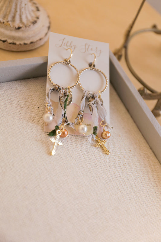 Sara Smile Vintage Handkerchief Earrings | One-of-a-Kind