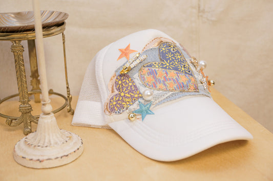 Multi Heart Patch & Charms Trucker Hat | One-of-a-Kind