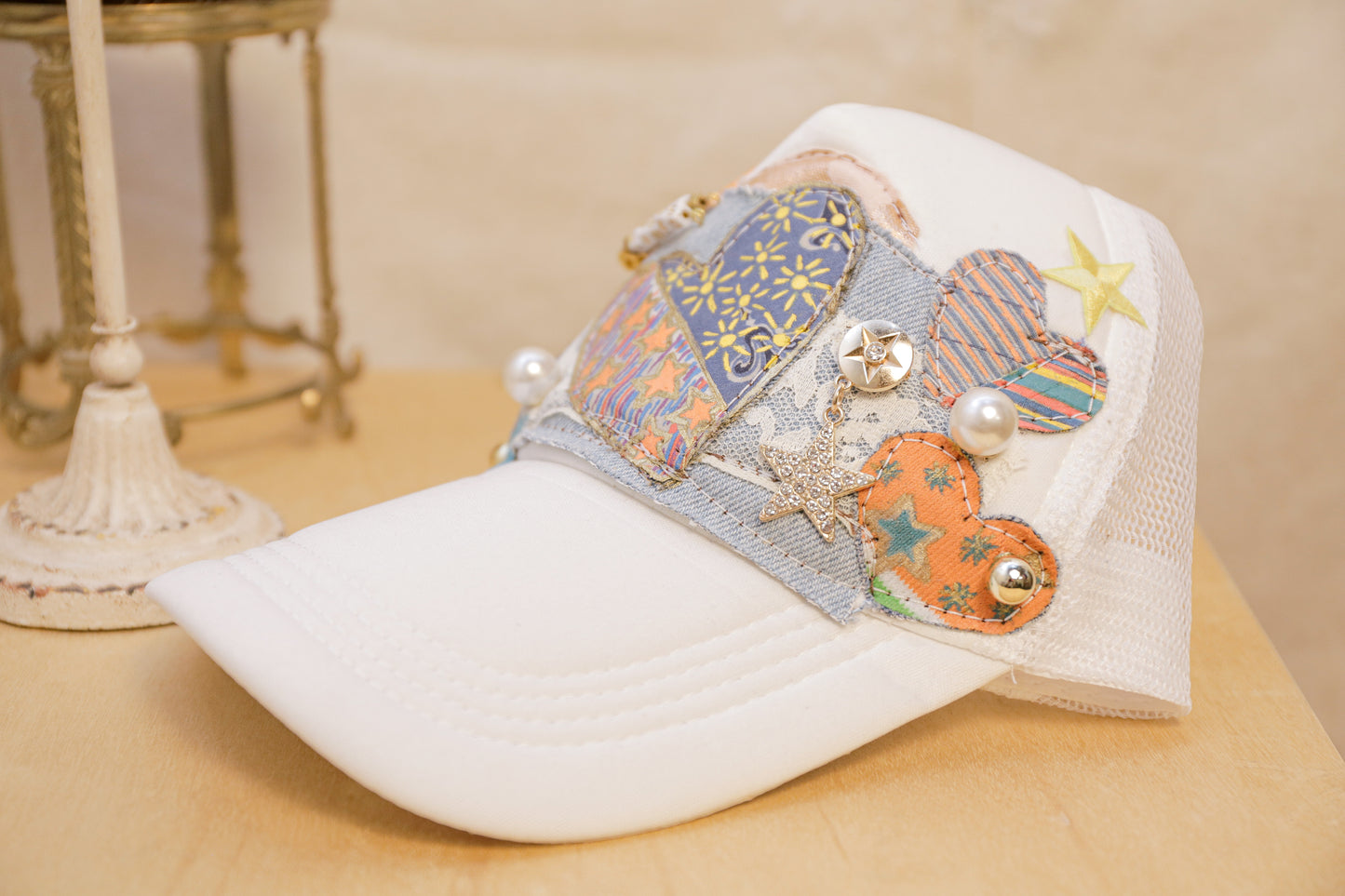 Multi Heart Patch & Charms Trucker Hat | One-of-a-Kind