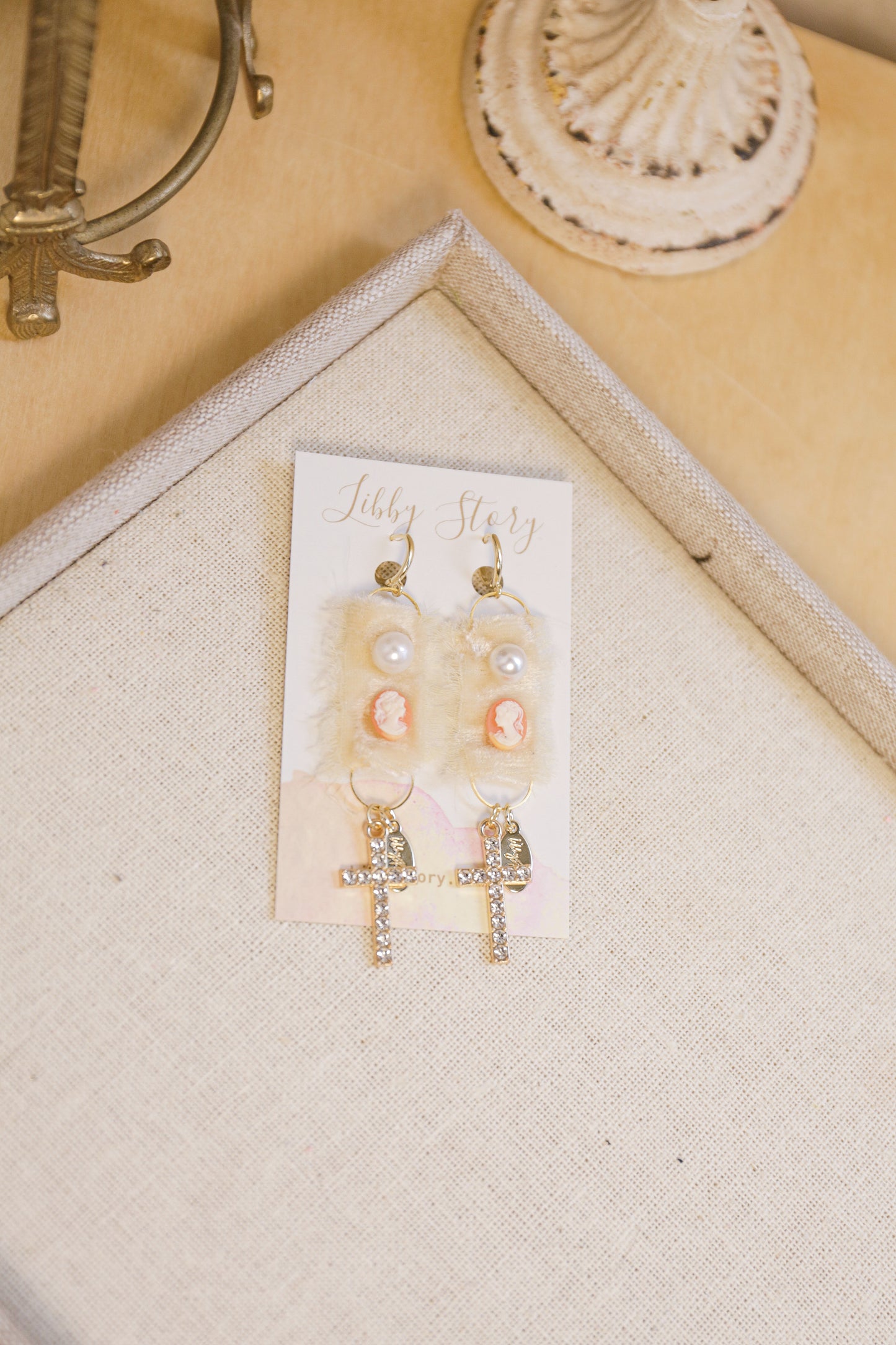 Tiny Cameo Velvet Earrings