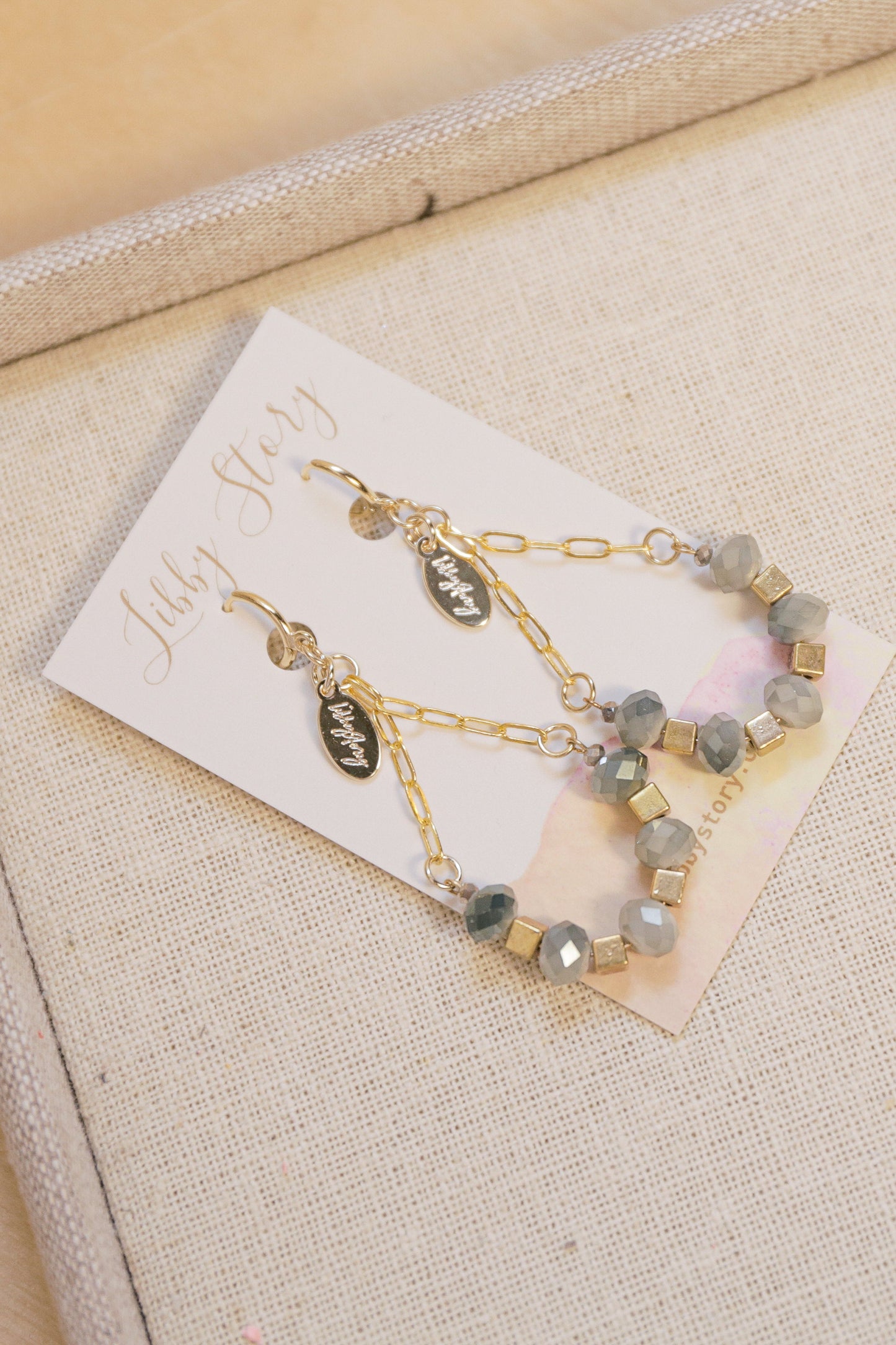 Blue Smoke Faceted Glass Earrings