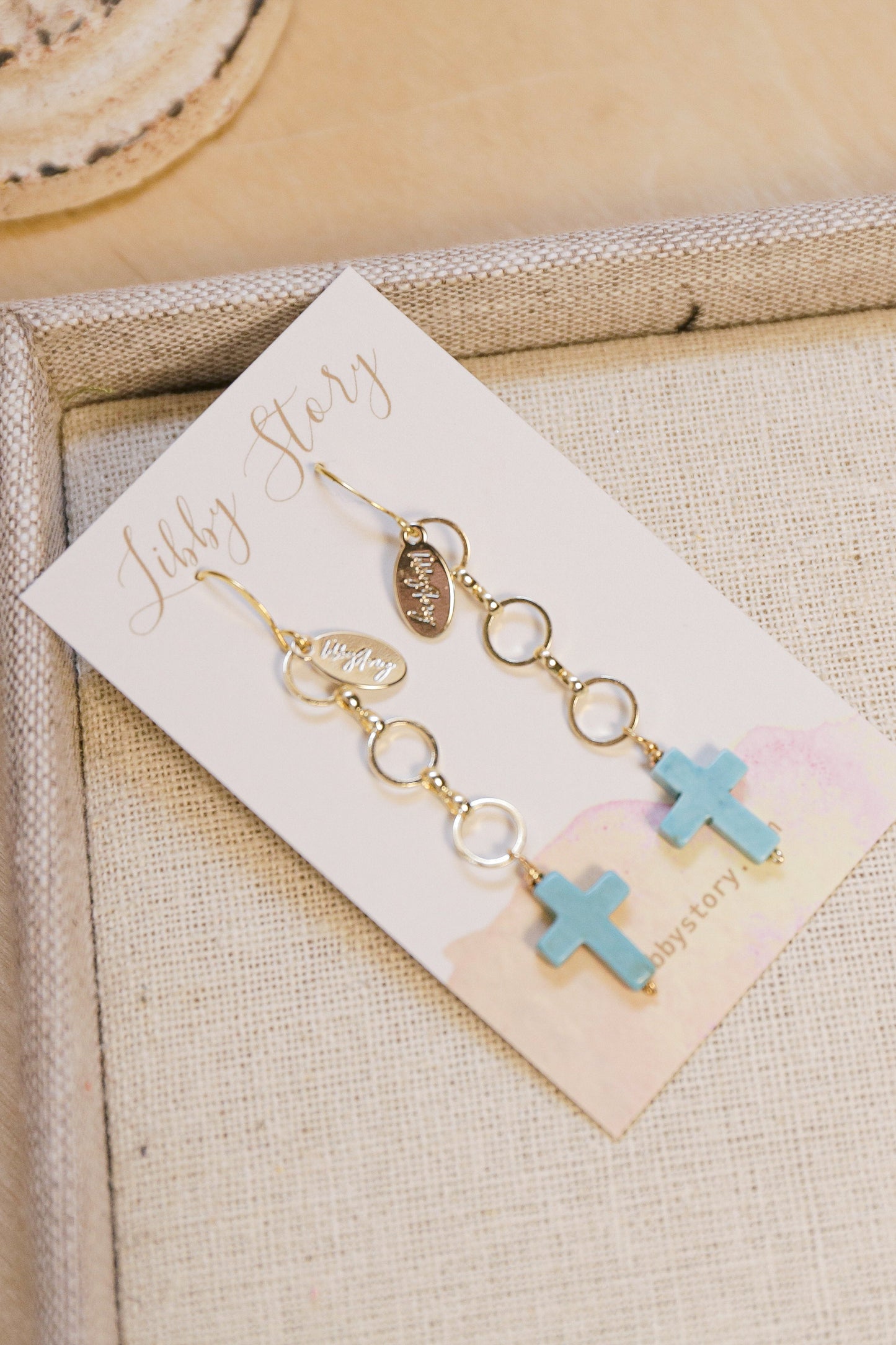 Turquoise Cross Dangle Earrings