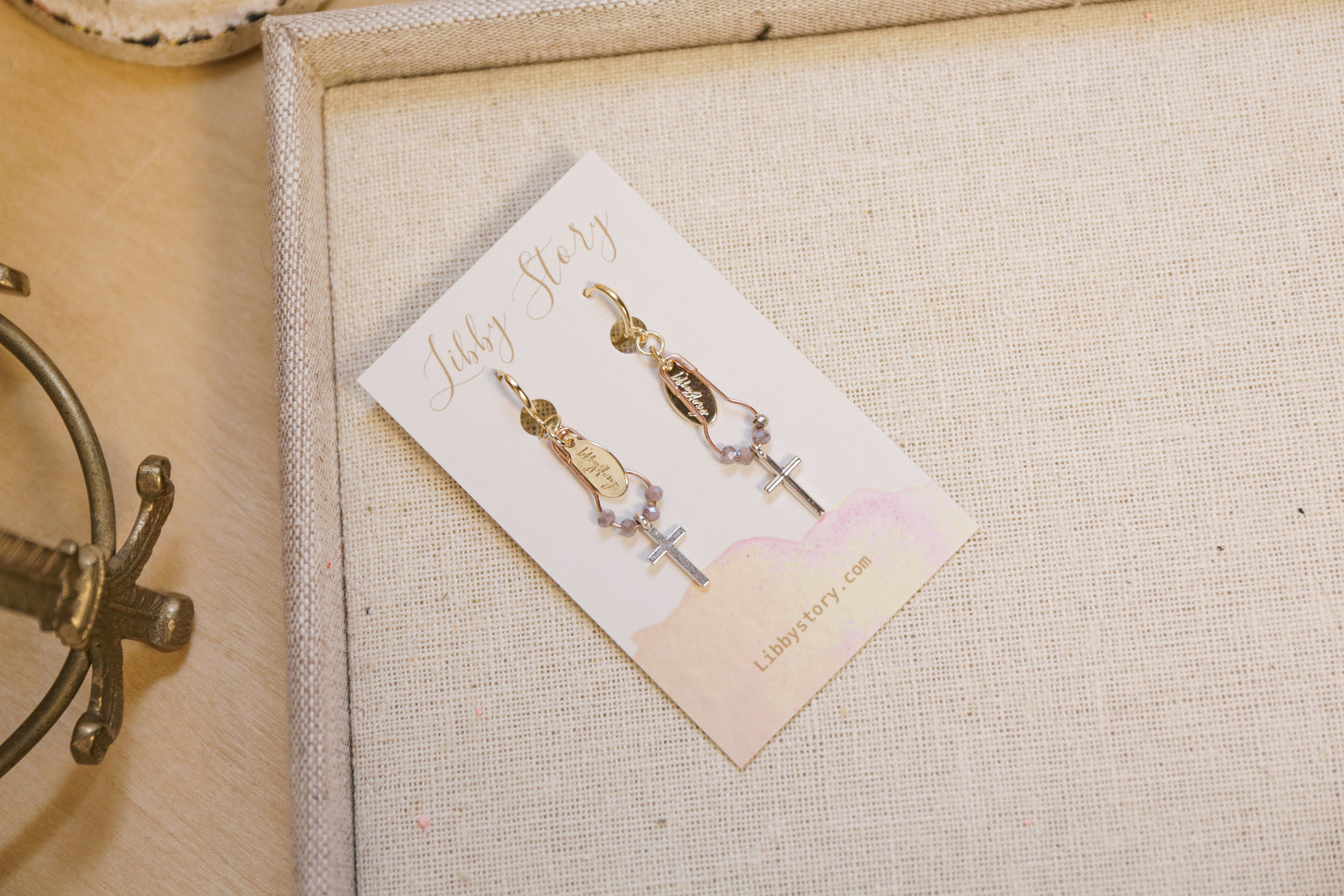 Safety Cross Dangle Earrings