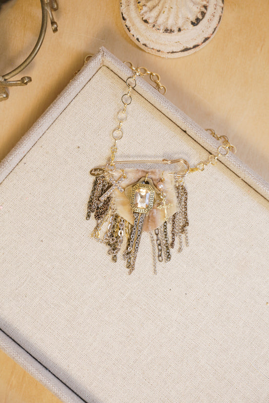 Velvet Ribbon Brooch Necklace