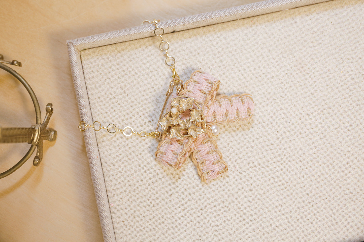 Charity Handmade Ribbon Brooch Necklace