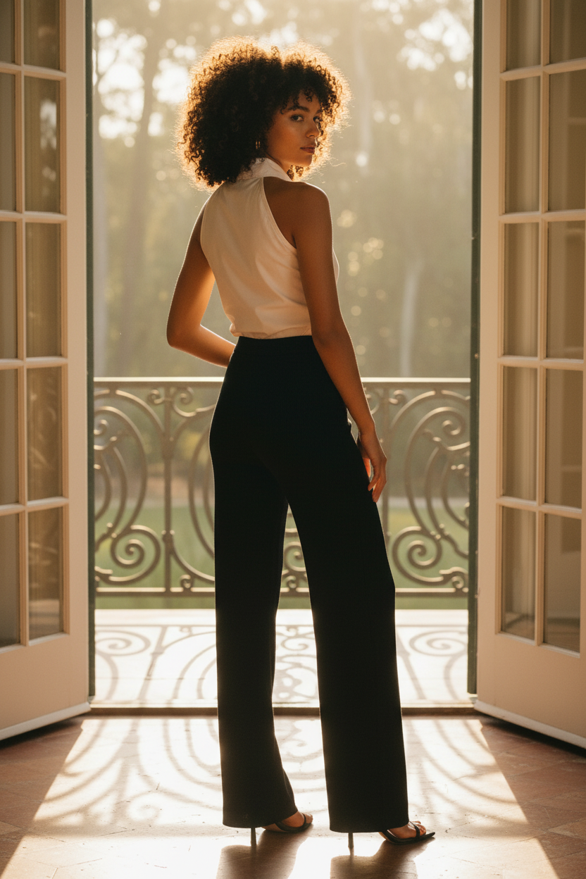 AI Editorial - Elan Sleeveless Collar Button Up Top