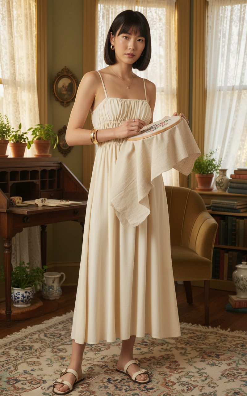 AI Editorial - Dex Elastic Waist Midi Dress