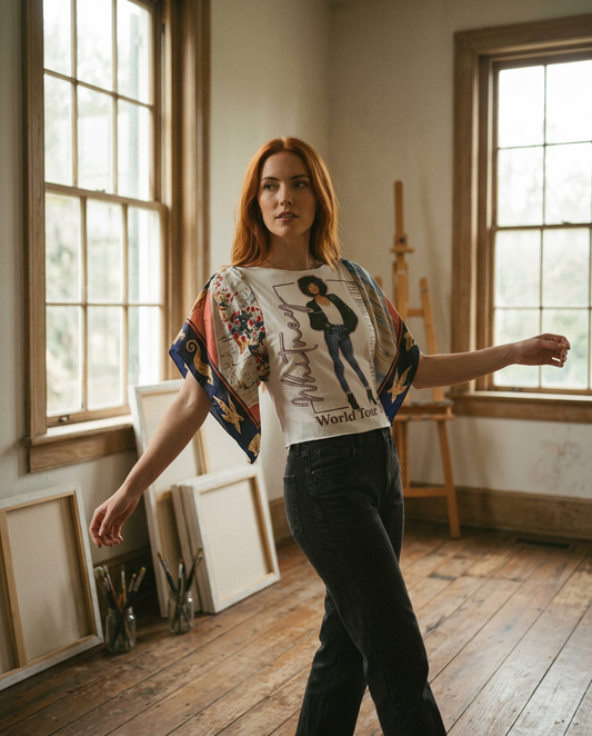 AI Editorial - OOAK Whitney Silk Scarf Top