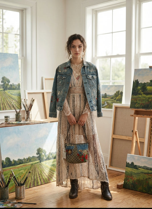 AI Editorial - OOAK Vintage Gucci Upcycled Bear Charm Purse