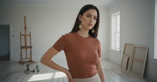 AI Editorial - Gold Accent Puka Shell Dangle Hoop Stud Earrings