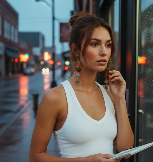 AI Editorial - Assorted Vintage Acrylic Beads Dangle Earrings