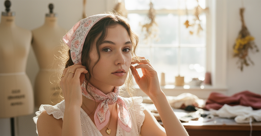 AI Editorial - Flower Pattern Bandana Scarf