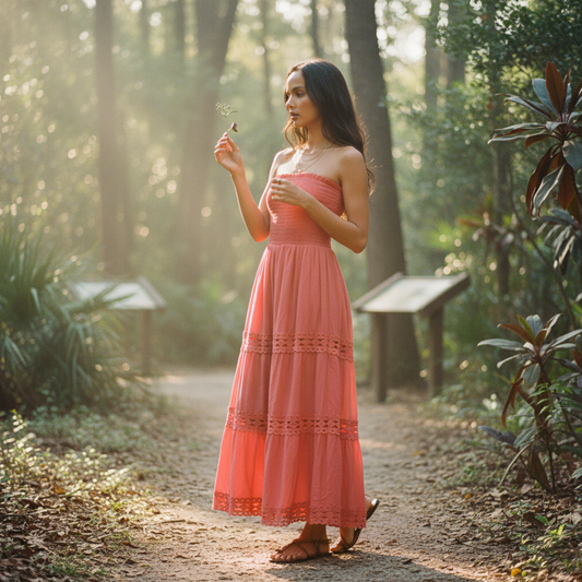 AI Editorial - Elan Strapless Tiered Dress