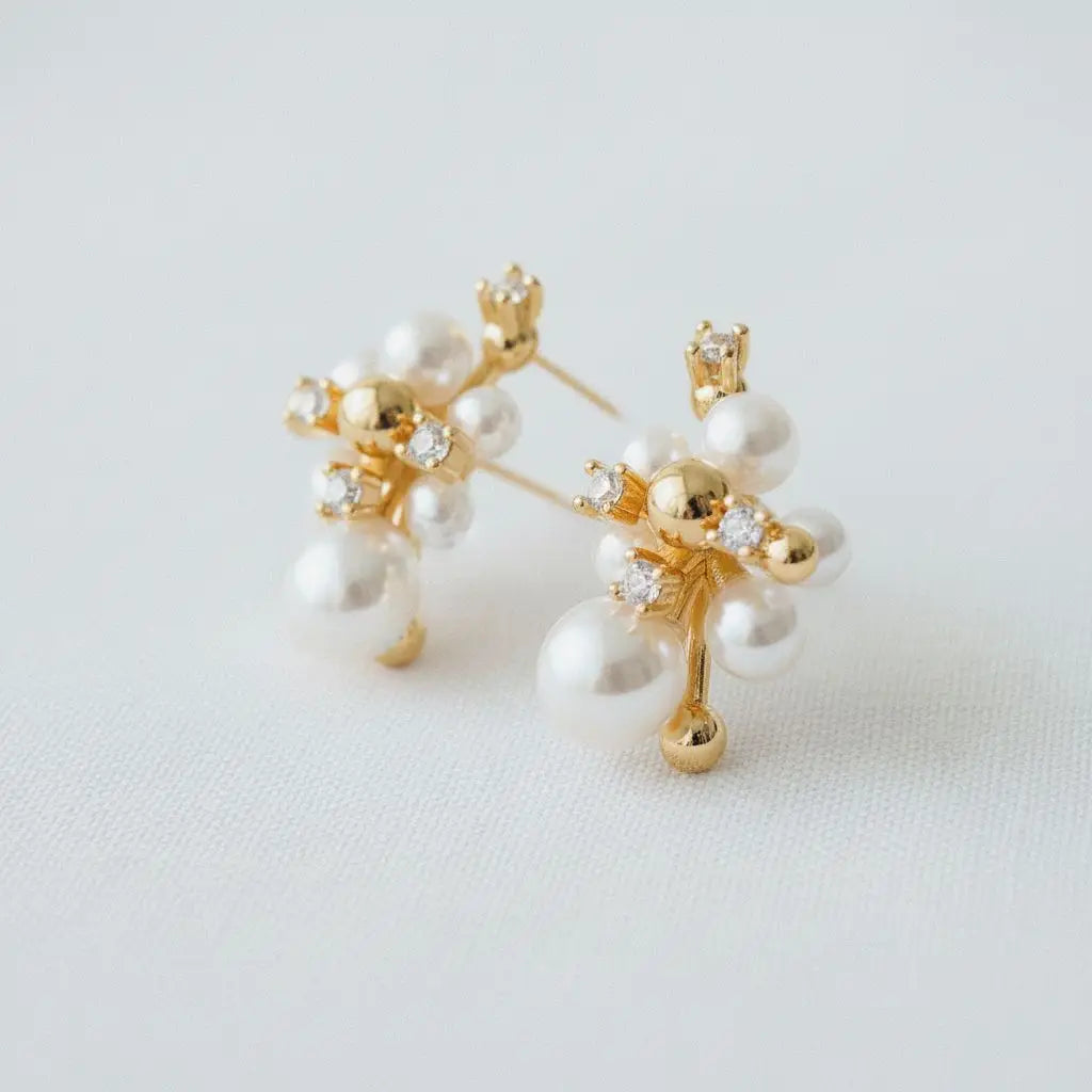Elegant Geometric Pearl Drop Earrings