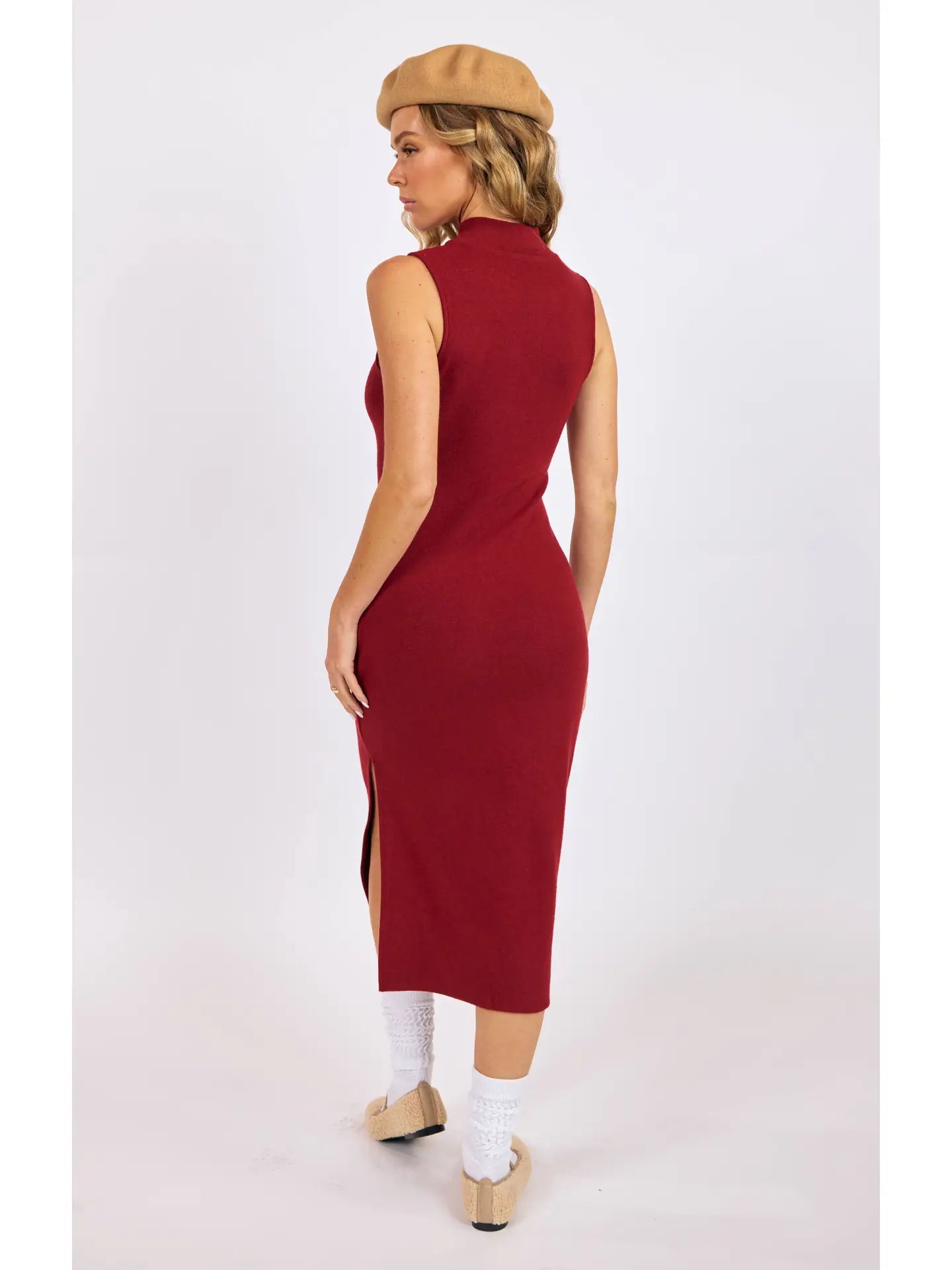 Sage the Label Cliffside Sleeveless Mock Neck Midi Dress