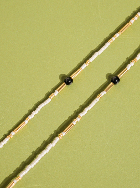 18K Gold Handmade Bohemian Beaded Stack Necklace Nyx